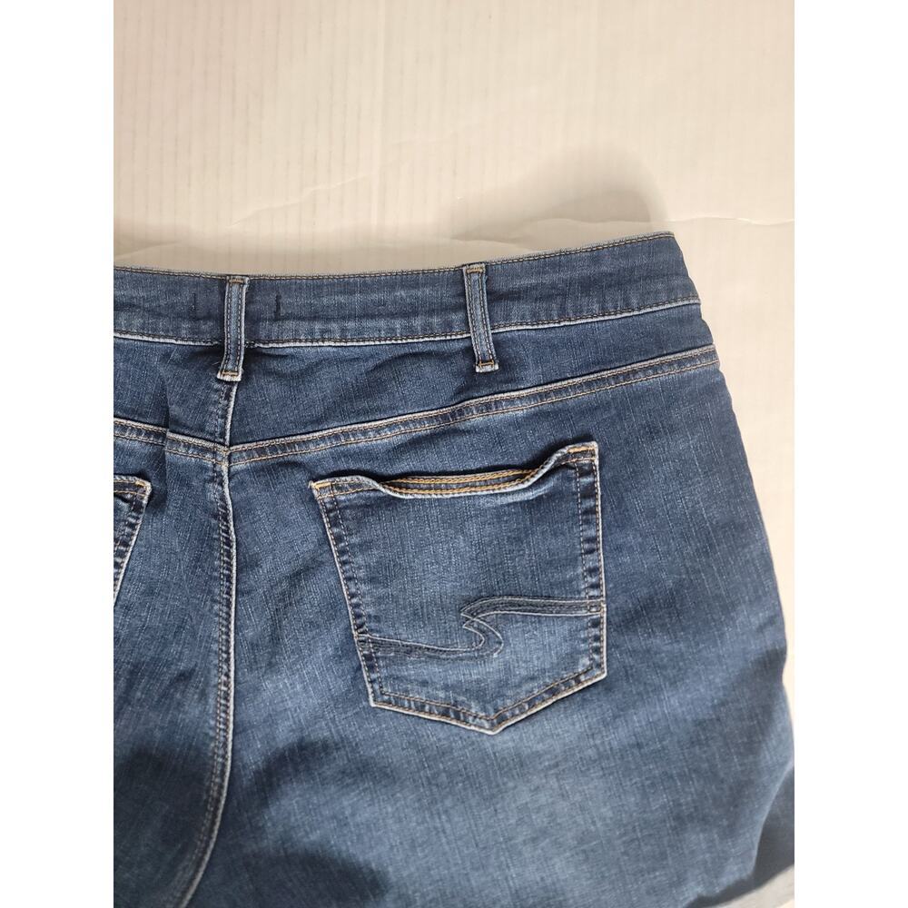 Silver Jeans Boyfriend Denim Shorts Womens Sz 18 Dark Wash Stretch Boho Festival - Picture 5 of 9